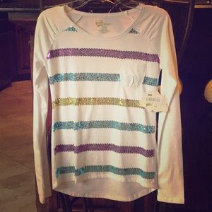 Girls size 12-14 Copper Ket sequined striped shirt